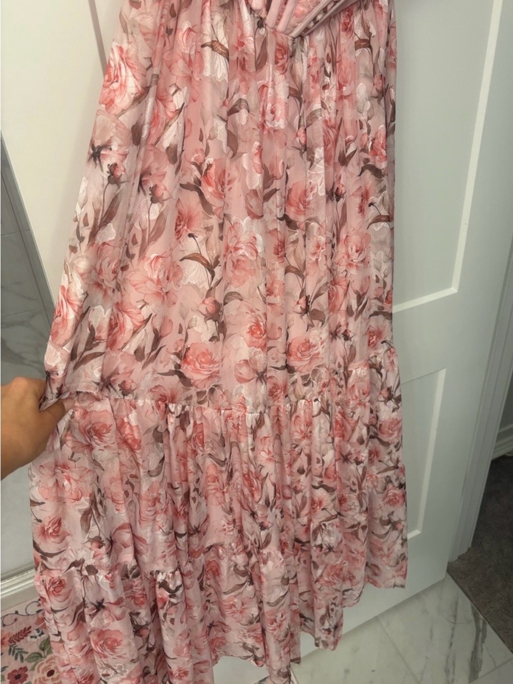 Special moment pink floral strapless maxi - Picture 4 of 5